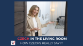Woman welcoming a visitor into a living room – How Czechs Really Say It.