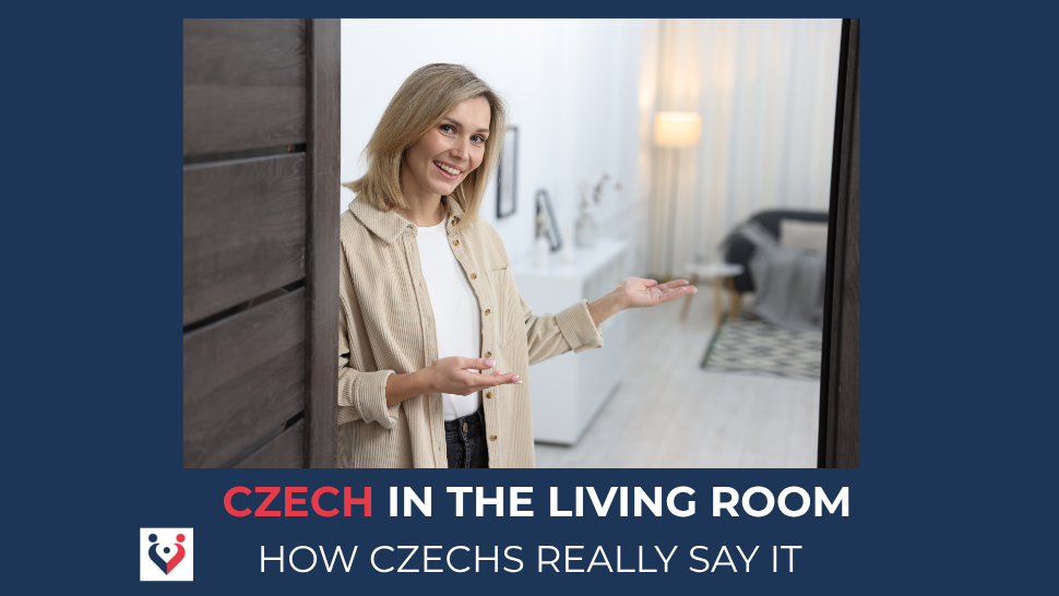 Woman welcoming a visitor into a living room – How Czechs Really Say It.